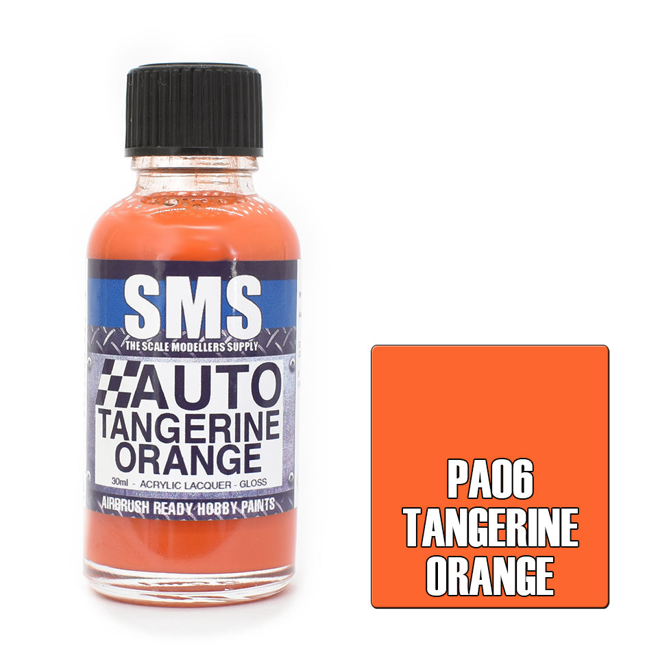 Auto Colour Tangerine Orange 30ml lacquer model paint, perfect for airbrushing and model detailing.