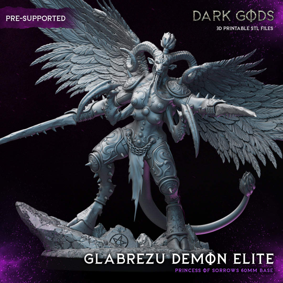 Glabrezu Demon Elite miniature by Dark Gods, a large fiend with chaotic evil presence for tabletop RPGs like D&D.