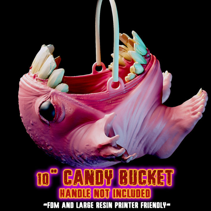 10-inch Halloween-themed 3D printed candy bucket, featuring spooky designs perfect for trick-or-treating and D&D adventures