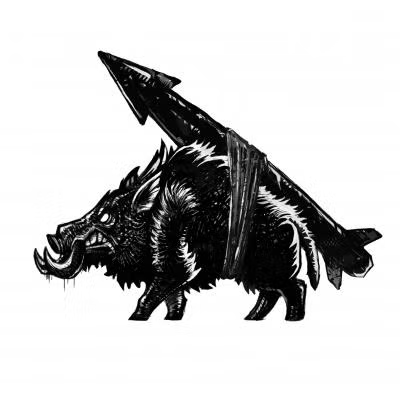 Rocket Pig Games logo, representing the licensed 3D artist collaboration for exclusive miniatures and products available at DungeonLabs.