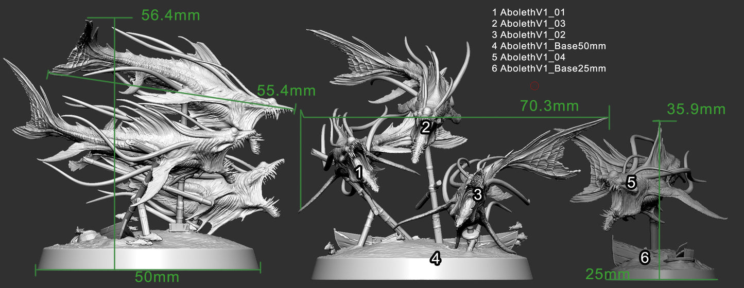 Aboleth miniature, ideal for water-based encounters in Dungeons & Dragons, Pathfinder, and other RPGs.