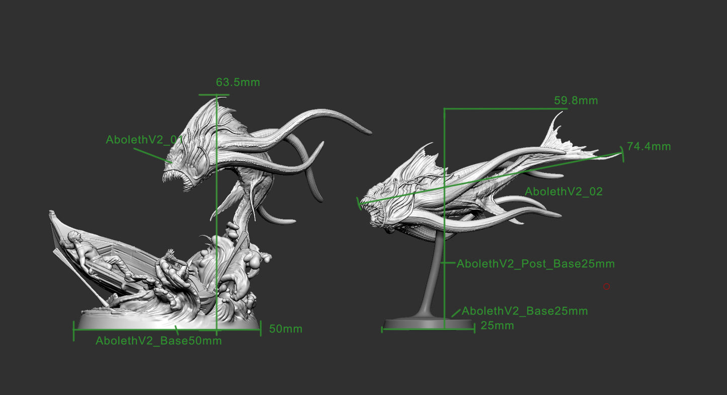 Aboleth miniature, ideal for water-based encounters in Dungeons & Dragons, Pathfinder, and other RPGs.