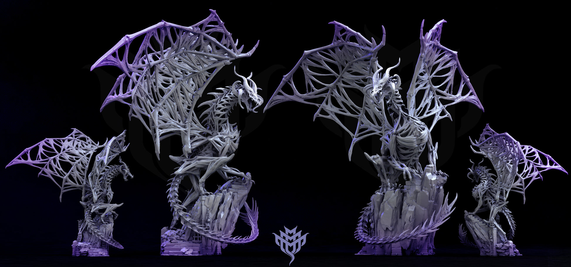 Dracolich miniature by Mini Monster Mayhem, featuring a multi-piece design with optional base and detachable wings, ideal for tabletop RPGs.