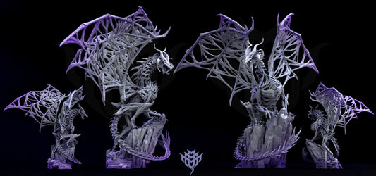 Dracolich miniature by Mini Monster Mayhem, featuring a multi-piece design with optional base and detachable wings, ideal for tabletop RPGs.